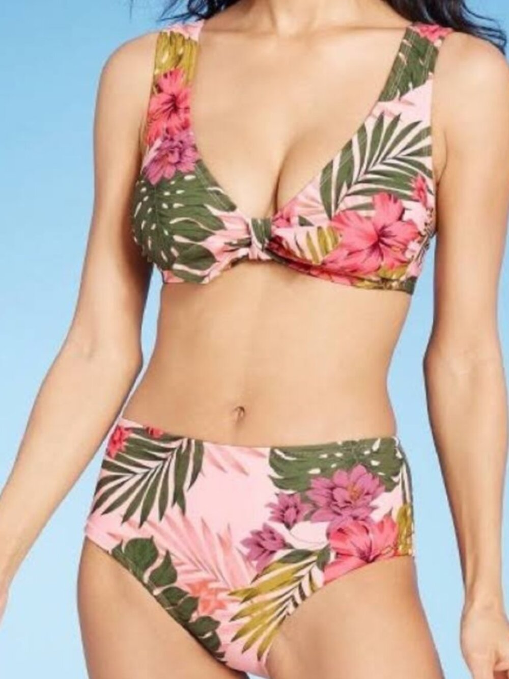NWT Kona Sol Pink Tropical High Waisted Hipster Bikini Bottoms Size XL - Picture 5 of 5